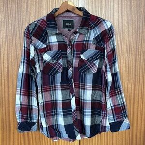 Rails blue and burgundy plaid button down shirt